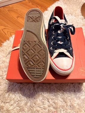 Converse Navy Canvas Low-Top Sneakers with Red and White Accents